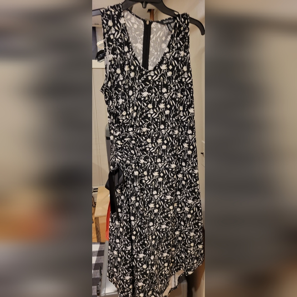 Ellen Tracy Black and White Floral Dress